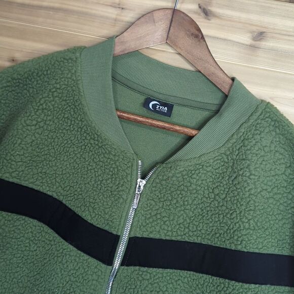 Zyia Womens Jacket XXXXL Green Olive Flying V Fleece Bomber Jacket 4X - Picture 2 of 12
